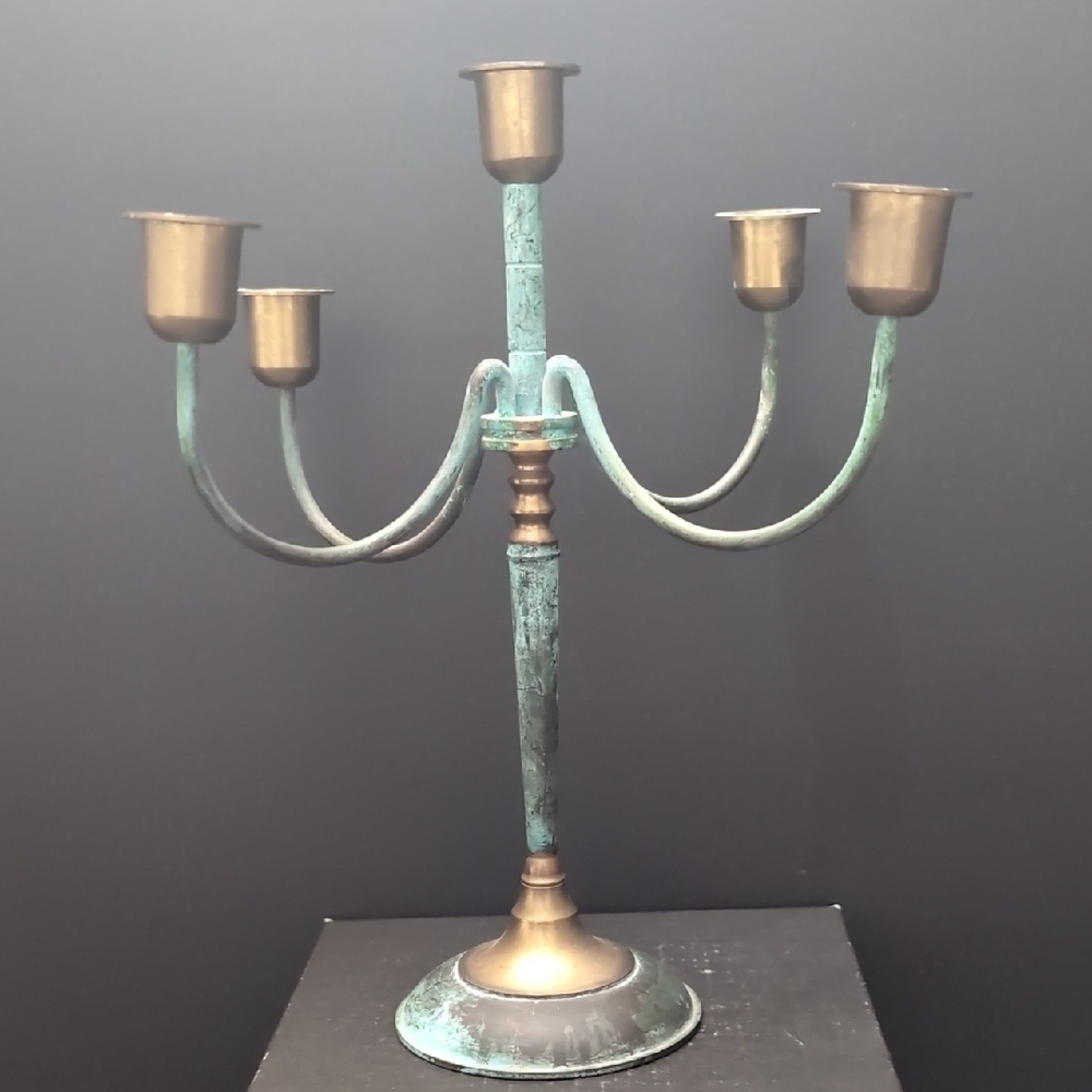 VGT,Mixed Metal Five Arm Candelabra.